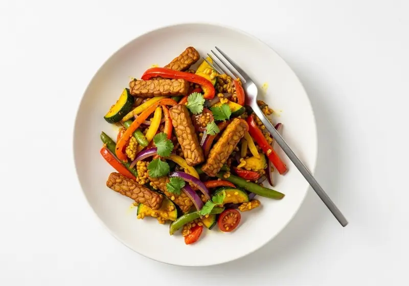 Tempeh and Rainbow Vegetable Stir-Fry