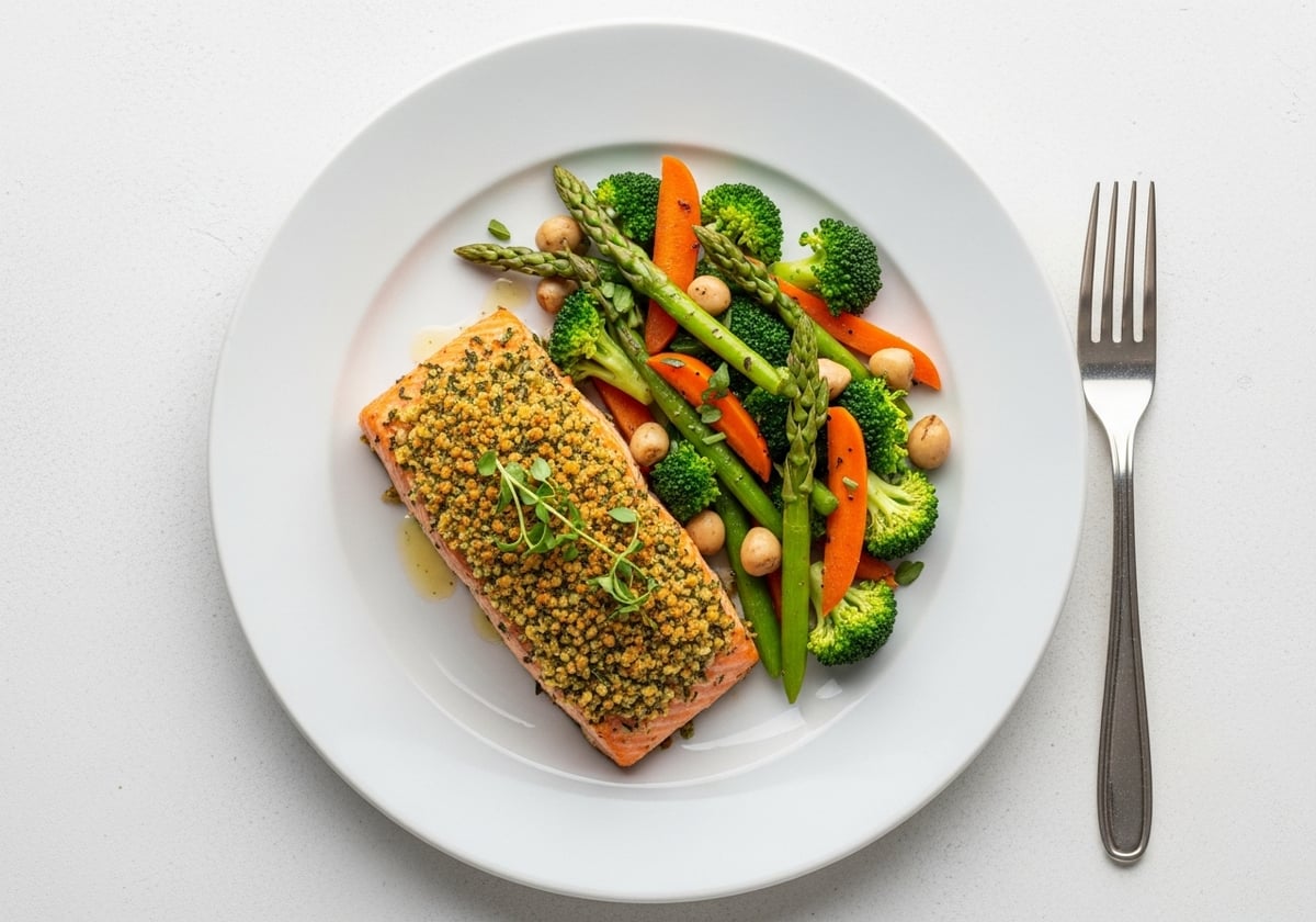 Herb Crusted Salmon with Vegetables - anti-inflammatory recipe